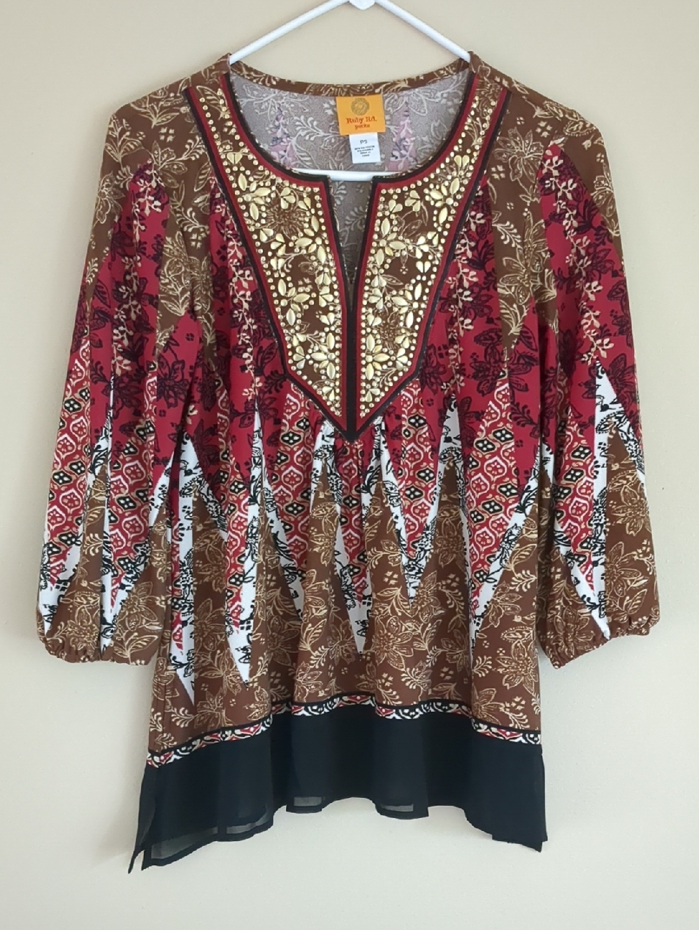 PS Ruby Rd. Petite Small Metallic Print Shirt Top